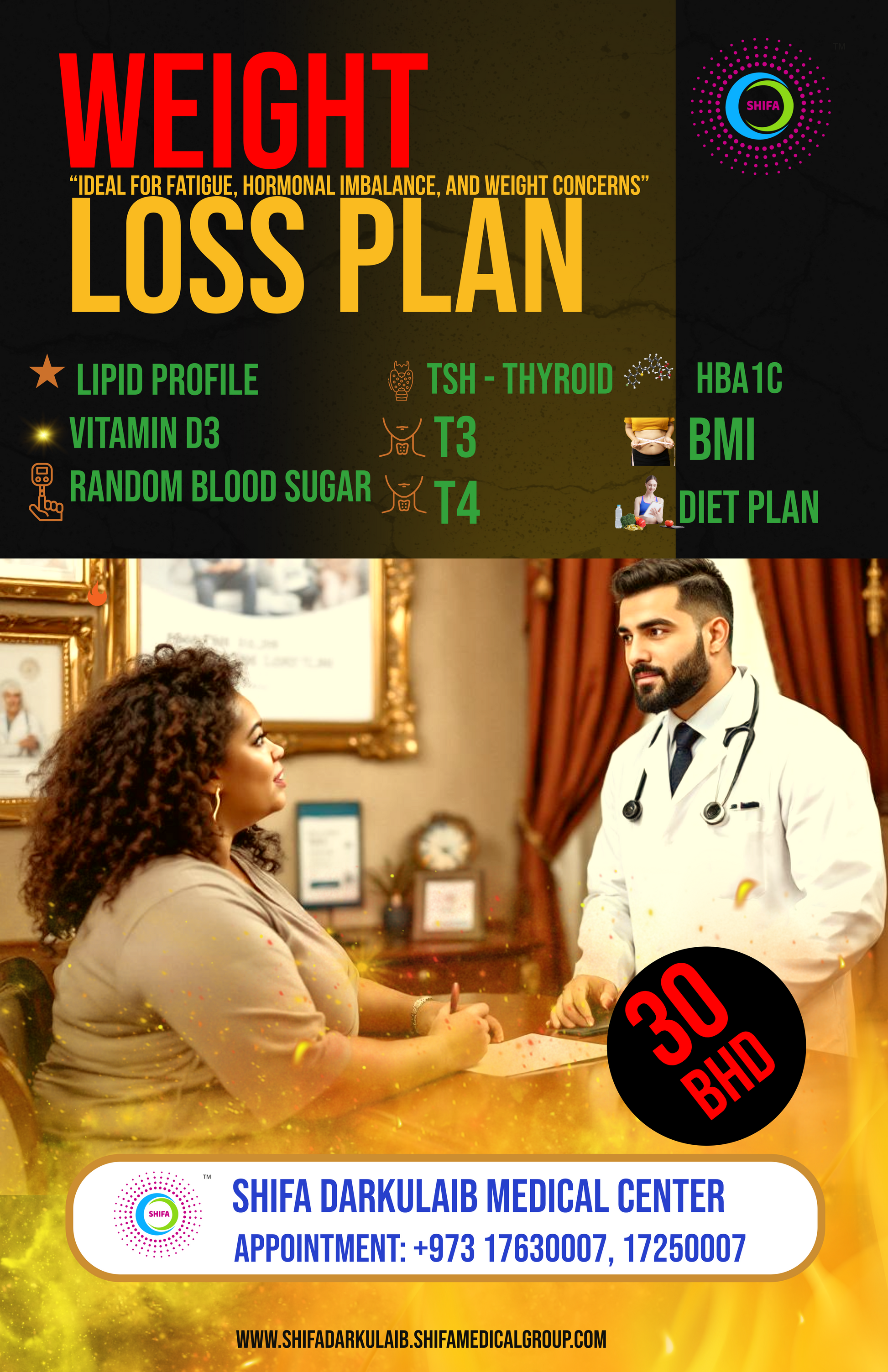 Shifa Weight Loss Health Checkup – Complete Plan (30 BHD)